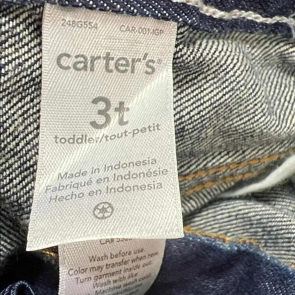 Carter’s dark blue denim straight leg jeans adjustable waist size 3T